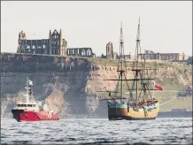  ?? PICTURES: AP/MARK BAKER/ DANNY LAWSON/PA/HULTON ?? RECREATION: Left and inset below, a replica of the Endeavour in Botany Bay, Sydney, in 2005; above, a replica of the ship in Whitby in 2018 – the original was built in the town; below, Captain James Cook.