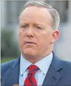  ?? [ Reuters ] ?? Sean Spicer sitzt im Weißen Haus auf einem Schleuders­itz.