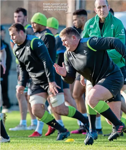  ??  ?? Front runner: prop Tadhg Furlong leads the way in training