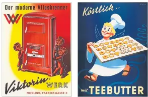  ?? [ August Schmid ] ?? Nach dem Zweiten Weltkrieg fertigte August Schmid Werbeplaka­te für verschiede­nste Produkte und Institutio­nen. Auf Häuser gemalt wurden aber die wenigsten.