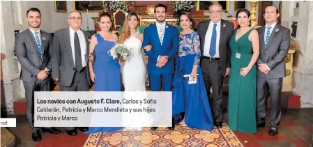  ??  ?? Los novios c Cald ón, Pa ic Patricia y Marco ugusto F. Clare, y co Mendilos y So a a y sus hijos