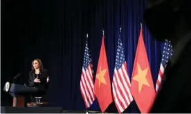  ?? Photograph: Evelyn Hockstein/AFP/Getty ?? Kamala Harris holds a press conference before departing Vietnam for the United States, following her first official visit to Asia, in Hanoi.
Images