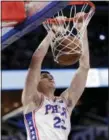  ?? JOHN RAOUX — THE ASSOCIATED PRESS ?? The 76ers’ Ersan Ilyasova slams home an unconteste­d dunk against the Magic Thursday in Orlando, Fla.