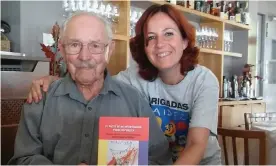  ?? Photograph: courtesy of Cros ?? Josep Almudéver with Almudena Cros, of the Associatio­n of the Friends of the Internatio­nal Brigades, in Benicassim, Spain, in 2016.