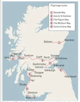  ??  ?? It is hoped Scotland’s pilgrimage routes can bring tourism to rural areas and offer people a spiritual experience.