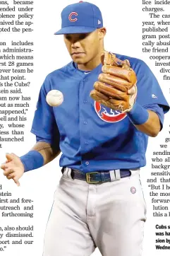  ?? ROSS D. FRANKLIN/AP ?? Cubs shortstop Addison Russell was handed a 40-game suspension by Major League Baseball on Wednesday.