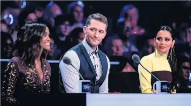  ??  ?? ■ Matthew Morrison with Cheryl and fellow judge Oti Mabuse on The Greatest Dancer