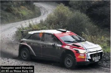  ?? Photos: Jakob Ebrey, Peugeot Sport ?? Youngster used Hyundai i20 R5 on Wales Rally GB