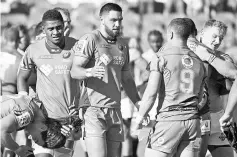  ??  ?? This file photo taken on April 9, 2017 shows Western Force players leaving the field following their Super Rugby match against South Africa Kings in Perth. Western Force on August 23, 2017 won the right to appeal their axing from Super Rugby, as the...