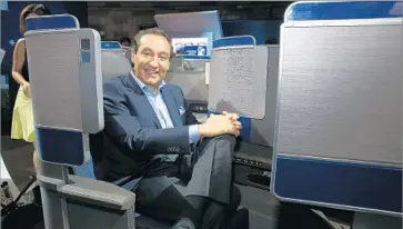  ?? Mark Von Holden AP Images for United Airlines ?? UNITED CEO Oscar Munoz and his family reportedly gave up their first-class seats on a flight but later reboarded after others had been seated. After recognizin­g the unfairness, the family took empty seats elsewhere.