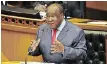  ?? PHANDO JIKELO African News Agency (ANA) ?? MINISTER of Finance Tito Mboweni delivers the Budget speech in Parliament. |