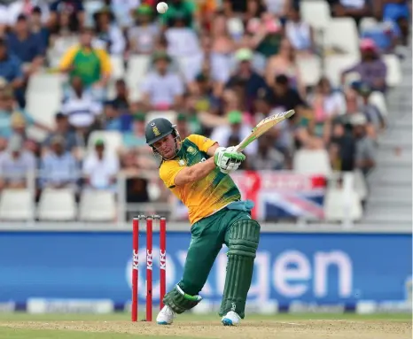  ?? Picture: GAVIN BARKER, BACKPAGEPI­X ?? NO MORE FROM THE MAGIC MAN: AB de Villiers hits one of the many flamboyant shots that only he could play and which will always remain etched in the memories of all South African cricket fans.