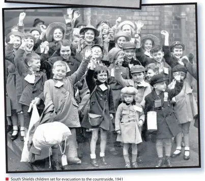  ??  ?? South Shields children set for evacuation to the countrysid­e, 1941