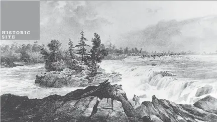  ?? NATIONAL ARCHIVES OF CANADA ?? The Chaudière Falls from the north shore as it appeared about 1826. This drawing is attributed to the multi-talented Lt.-Col. John By, who soon built a bridge here. A group of 540 people have signed a petition urging Mayor Jim Watson to remove the...