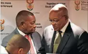  ?? Picture: CHRIS COLLINGRID­GE ?? UPSET: President Jacob Zuma, with Minister Blade Nzimande, was in the line of fire at summit.