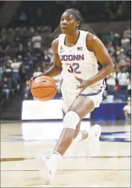  ?? Jessica Hill / Associated Press ?? UConn’s Batouly Camara during the second half of an exhibition game Sunday.