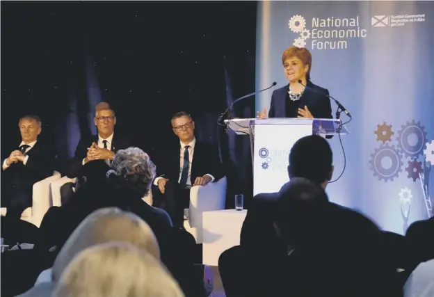  ??  ?? 0 First Minister Nicola Sturgeon speaks at the National Economic Forum in Edinburgh yesterday