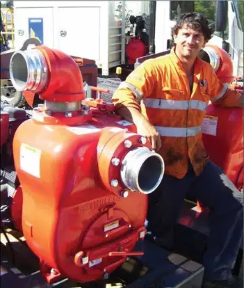  ??  ?? Aussie’s big 6” trash pump produces 6000 litres per minute – that’s 36,000 litres per hour.