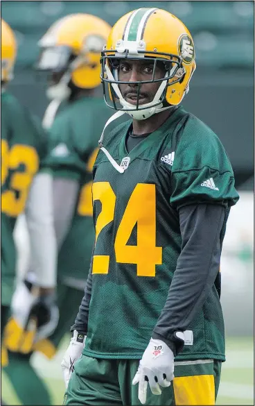  ?? SHAUGHN BUTTS / POSTMEDIA ?? Defensive back Brandyn Thompson is no longer with the Edmonton Eskimos after cuts were announced on the weekend.