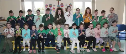  ??  ?? The school band pictured at the Seachtain na Gaeilge celebratio­ns in Clonroche National School.