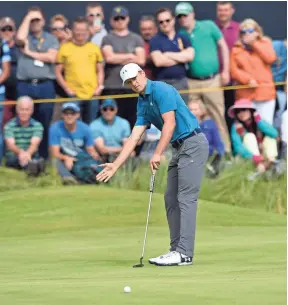  ?? IAN RUTHERFORD, USA TODAY SPORTS ?? Jordan Spieth made four bogeys on the front nine Sunday before rebounding. “Today took as much out of me as any day that I’ve ever played golf,” he said.