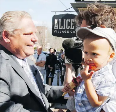  ?? PATRICK DOYLE / THE CANADIAN PRESS ?? Progressiv­e Conservati­ve leader Doug Ford attends a rally in Carp, Ont., as part of his provincial election campaign.