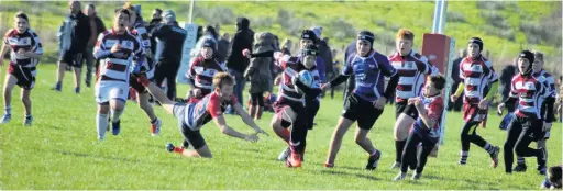  ??  ?? Action from Rochdale under 14s Lancashire Junior Rugby Challenge Cup match against Blackburn