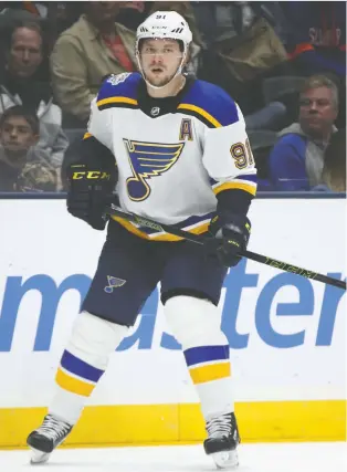  ?? BRUCE BENNETT/GETTY IMAGES FILES ?? Vladimir Tarasenko, who has been sidelined with a shoulder injury since Oct. 24, practised with the St. Louis Blues on Monday. He says the extra time off helped him recover from surgery.