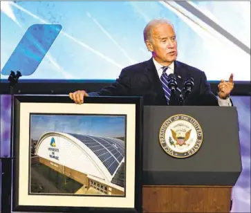  ?? Allen J. Schaben Los Angeles Times ?? JOE BIDEN at the Solar Power Internatio­nal conference at the Anaheim Convention Center in 2015. As president, Biden is likely to change Washington’s relationsh­ip with tech companies — in ways yet to be defined.