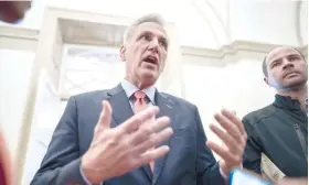  ?? / AP ?? SPEAKER of the House Kevin McCarthy, R-Calif., speaks to reporters at the Capitol in Washington, Wednesday, May 24, 2023.