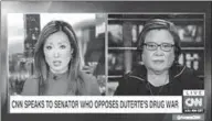  ??  ?? Een CNN uitzending met de senator. (Media Newser Philippine­s)