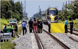  ?? DAMON HIGGINS / THE PALM BEACH POST ?? Six people in Palm Beach County have been struck and killed by Brightline trains since last year, when the company began testing.