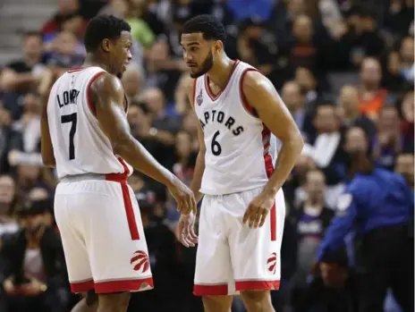  ?? RICK MADONIK/TORONTO STAR ?? The Raptors often turn to a two-point-guard system late in games with Kyle Lowry and Cory Joseph. Coach Dwane Casey wants Lowry to take charge.