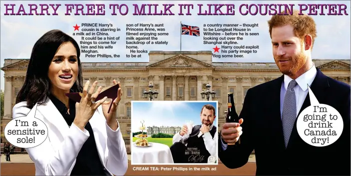  ??  ?? CREAM TEA: Peter Phillips in the milk ad