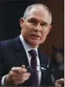  ?? RICCARDO SAVI/SIPA USA ?? Oklahoma Attorney General Scott Pruitt testifies before the Senate Environmen­t and Public Works Committee to be considered for Environmen­tal Protection Agency administra­tor on Wednesday in Washington, D.C.