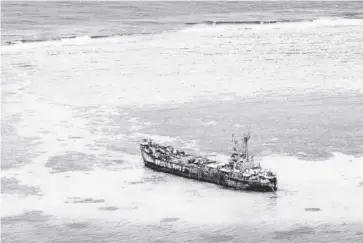  ?? ?? File photo shows the Philippine Navy’s BRP Sierra Madre on Ayungin (Second Thomas) Shoal in the West Philippine Sea.