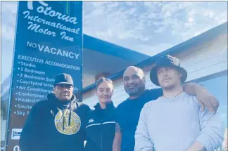  ?? PHOTO / KELLY MAKIHA ?? These tenants don’t want to shift to another emergency housing motel because they feel safe where they are. (From left) Nathan Hamilton, Mae Hamilton, Te Kauru Raroa and Darrius Fleet.