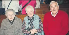 ?? (Pic: John Ahern) ?? Locals, l-r: Eileen Riordan, Eileen Jefferies and Denny Cole, who were in St. Mary’s Church, Doneraile for last Friday night’s concert.