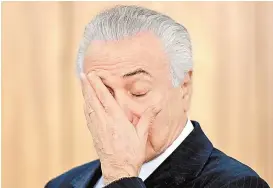  ??  ?? Michel Temer asumió en mayo de 2016 tras alentar la caída de Rousseff.