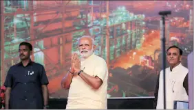  ?? Javed Raja ?? Prime Minister Narendra Modi during a visit to Opal (ONGC Petro additions Limited) at Dahej in Gujarat on Tuesday.