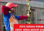  ?? ?? JYOTHI SUREKHA VENNAM. CREDIT: WORLD ARCHERY ASIA