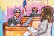  ?? COURTESY OF VICKI BEHRINGER ?? An artist’s rendering shows Apple CEO Tim Cook on the witness stand during an antitrust trial in San Ramon, Calif., on May 21.