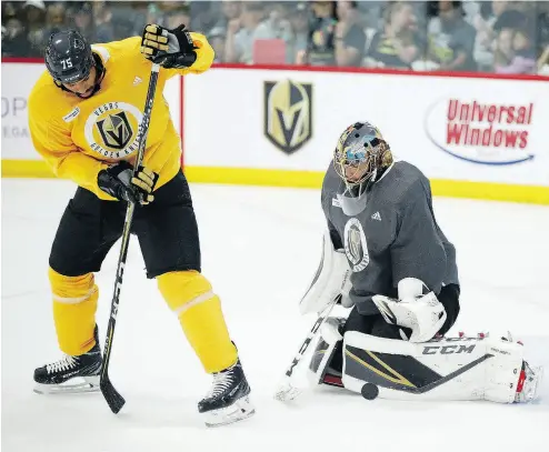  ?? JOHN LOCHER / THE ASSOCIATED PRESS ?? Vegas Golden Knights goaltender Marc-Andre Fleury has not been the unbeatable presence this series that he had been through the first three rounds of the Stanley Cup playoffs.