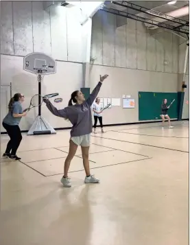  ?? / Lorene Parker ?? The Rockmart girls tennis team were forced indoors to practice last week.