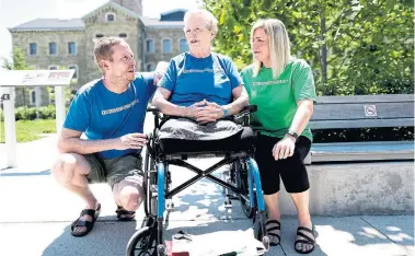  ?? RICHARD LAUTENS/TORONTO STAR ?? Beverly Smith was a victim of the April 23 attack on Yonge. St. She lost both legs and suffered brain damage. She is healing at Bridgepoin­t Health Centre with the help of her son, Michael Smith, and daughter, Ally Copsey.