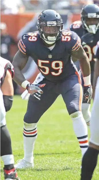  ?? GETTY IMAGES ?? Veteran Danny Trevathan ( above) has been impressed with rookie Roquan Smith’s work ethic.