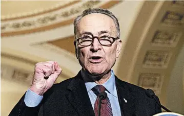  ?? MOLLY RILEY/AP ?? Sen. Chuck Schumer, D-N.Y., says he wants at least two days of hearings for each of eight Trump nominees.