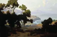  ??  ?? Elmer Wachtel (1864-1929), The California Coast. Oil on canvas, 40 x 60 in., signed lower right with artist’s device: ‘Wachtel’. Courtesy Bonhams.
Estimate; $100/120,000