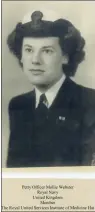  ?? SUBMITTED PHOTO ?? Mollie Webster served with the Women’s Royal Naval Reserve during the Second World War.