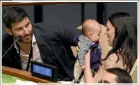  ?? MURRAY WILSON/STUFF; AFP ?? Singer-songwriter Chanelle Davis, left, wrote the tune of the winning lullaby in a national competitio­n. Above, Clarke Gayford and Prime Minister Jacinda Ardern with their baby, Neve.